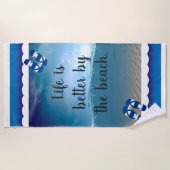 Serviette De Plage La vie est meilleure au bord de la plage (Devant)