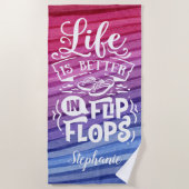 Serviette De Plage La Vie Est Meilleure En Flip Flops Cuisine Personn (Devant)