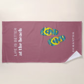 Serviette De Plage La vie personnalisée est meilleure à la plage pour (Devant)