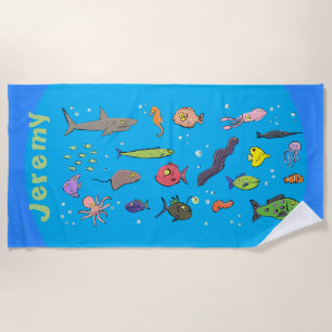 Serviette De Plage La vie sous-marine drôle dessin animé