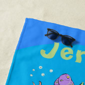 Serviette De Plage La vie sous-marine drôle dessin animé (En situation)