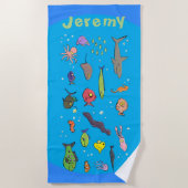 Serviette De Plage La vie sous-marine drôle dessin animé (Devant)