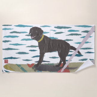 Serviette De Plage Laboratoire noir, labrador retriever, moderne,