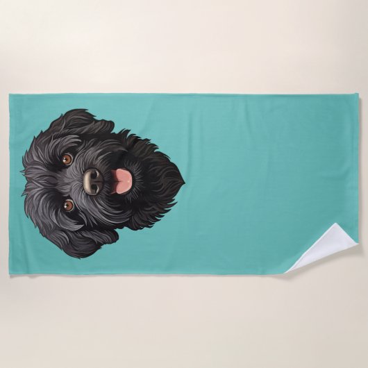 Serviette De Plage Labradoodle Chien noir (Devant)