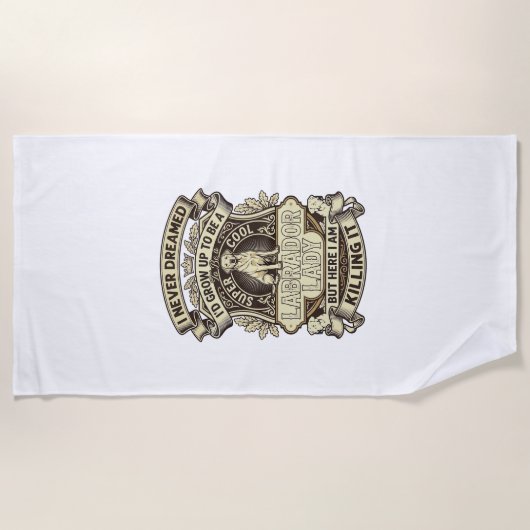 Serviette De Plage Labrador Lady Dog Crown Shield_1 (Devant)