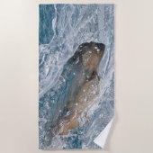 Serviette De Plage Labrador retriever jaune nageant (Devant)