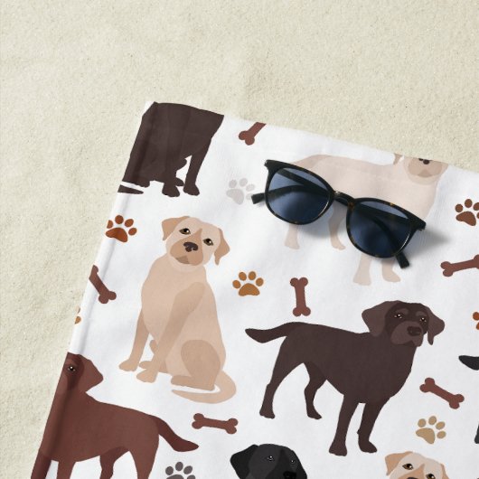 Serviette De Plage Labrador Retriever Paws and Bones Beach Towne (En situation)