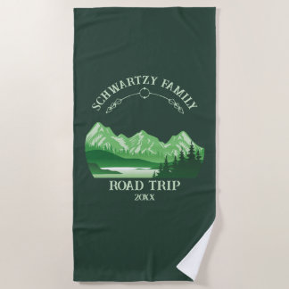 Serviette De Plage Lac extérieur vintage Green Mountain Sunset