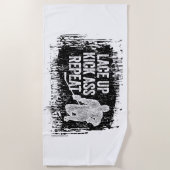 Serviette De Plage Lacez. Répétez. (hockey) (Devant)