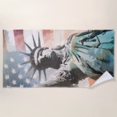 Serviette De Plage Lady Liberty et le drapeau américain (Devant)