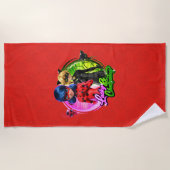 Serviette De Plage Ladybug & Cat Noir | Lucky & Charming (Devant)