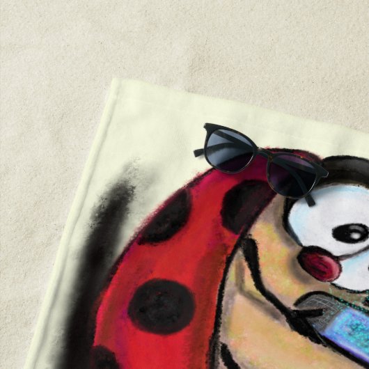 Serviette De Plage Ladybug with Phone Your Text Name Beach Towel (En situation)