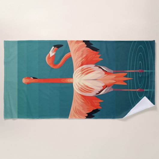 Serviette De Plage Lagon du Flamant rose tropical (Devant)