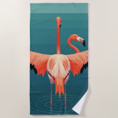 Serviette De Plage Lagon du Flamant rose tropical (Devant)