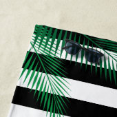 Serviette De Plage Laissez-nous Flamant rose rayé noir et blanc de (En situation)