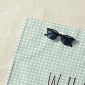 Serviette De Plage Lama mignon vert et blanc de point de polka (En situation)