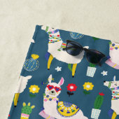 Serviette De Plage Lamas dans le motif de lunettes de soleil (En situation)