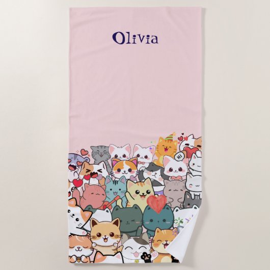Serviette De Plage L'amour des chats (Devant)