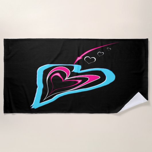 Serviette De Plage L'amour est une trace de coeurs (Devant)