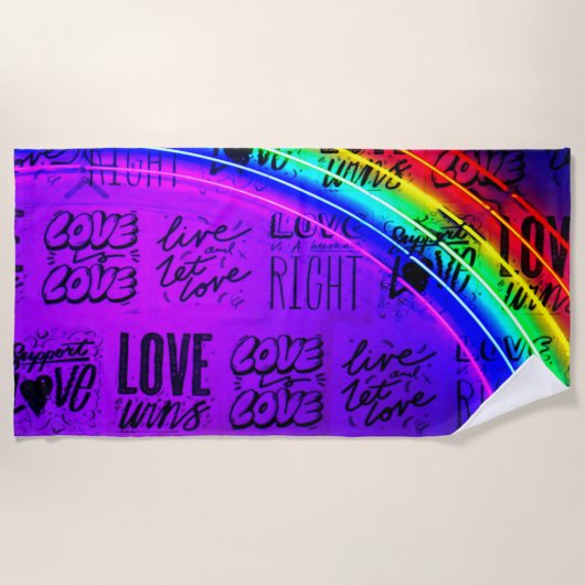 Serviette De Plage L'amour gagne le Gay pride LBGQT Rainbow (Devant)