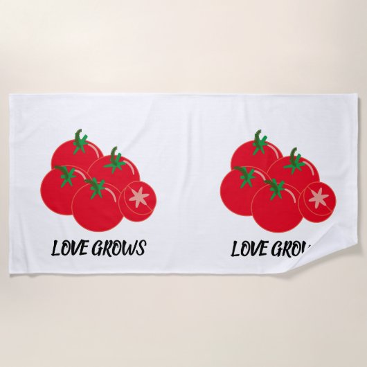 Serviette De Plage L'amour mignon pousse les tomates rouges (Devant)