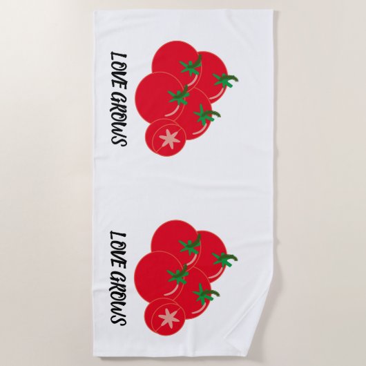 Serviette De Plage L'amour mignon pousse les tomates rouges (Devant)