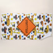 Serviette De Plage L'amusement a personnalisé le motif de véhicules (Devant)