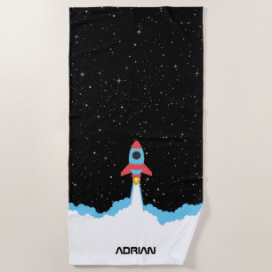 Serviette De Plage Lancement de fusées dans les enfants spatiaux