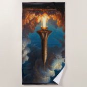 Serviette De Plage Lancement d'une fusée de fusion rétro époustouflan (Devant)