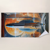 Serviette De Plage Lancement Lunaire - Voyage vers Moon Retro Poster (Devant)