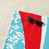 Serviette De Plage Laniakea Hawaiian Striped Surfboard - Aqua (En situation)