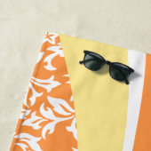 Serviette De Plage Laniakea Hawaiian Striped Surfboard - Papaya (En situation)