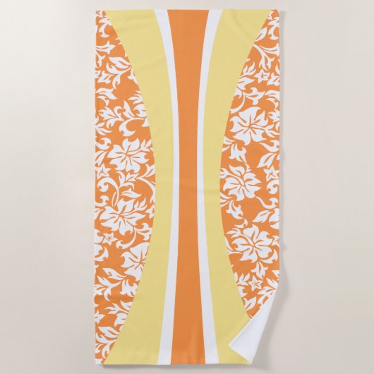 Serviette De Plage Laniakea Hawaiian Striped Surfboard - Papaya (Devant)