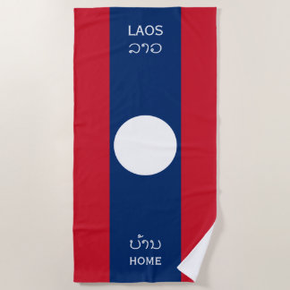 Serviette De Plage Laos Flag and Text, Home