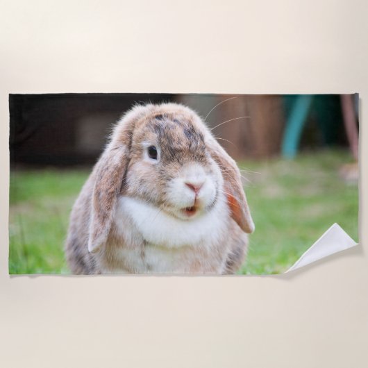 Serviette De Plage lapin à oreilles de lop mignon (Devant)