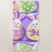 Serviette De Plage lapin avec oeufs de pâques (Devant)