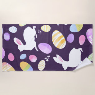 Serviette De Plage lapin avec oeufs de pâques