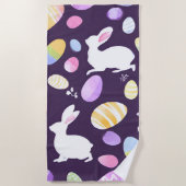 Serviette De Plage lapin avec oeufs de pâques (Devant)
