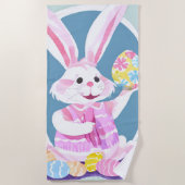 Serviette De Plage lapin avec oeufs de pâques (Devant)