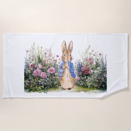 Serviette De Plage Lapin classique Bunny veste bleue (Devant)