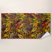Serviette De Plage Lapin d'automne en noir (Devant)