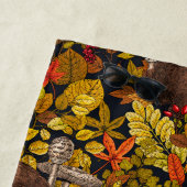 Serviette De Plage Lapin d'automne en noir (En situation)