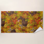 Serviette De Plage Lapin d'automne sur ocre (Devant)