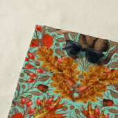 Serviette De Plage Lapin d'automne sur vert clair (En situation)