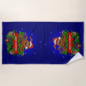 Serviette De Plage Lapin de Noël (Devant)