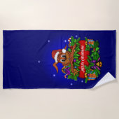 Serviette De Plage Lapin de Noël (Devant)