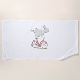 Serviette De Plage Lapin Mignonne Sur Vélo _ Cyclisme _ Vélo & G