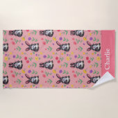 Serviette De Plage Lapin Rose Enfants (Devant)