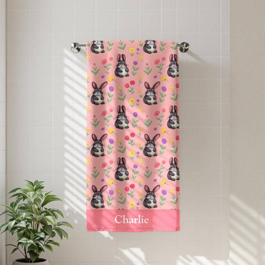 Serviette De Plage Lapin Rose Enfants