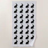 Serviette De Plage Lapins assis en noir Pois Silhouette (Devant)